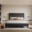 Upholstered Bed Frame, with Height Adjustable Diamond Pattern Headboard, Strong Wood Slat Support, Noise Free, Easy Assembly