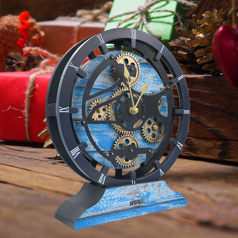 Wood Wall Clock, Ocean Blue