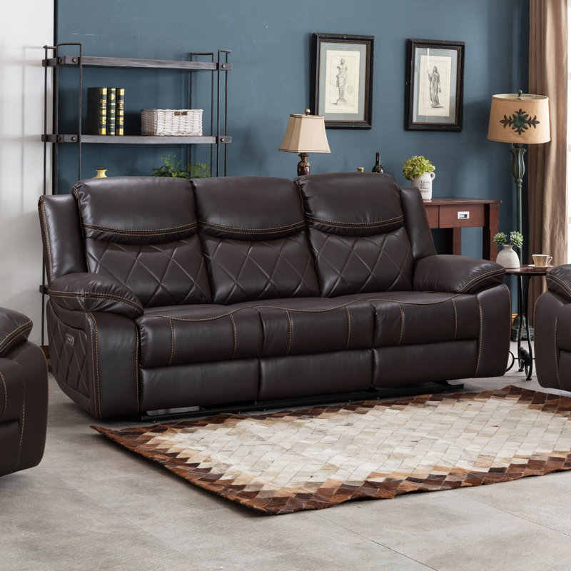 Sameriah 88'' Faux Leather Reclining Sofa, Brown
