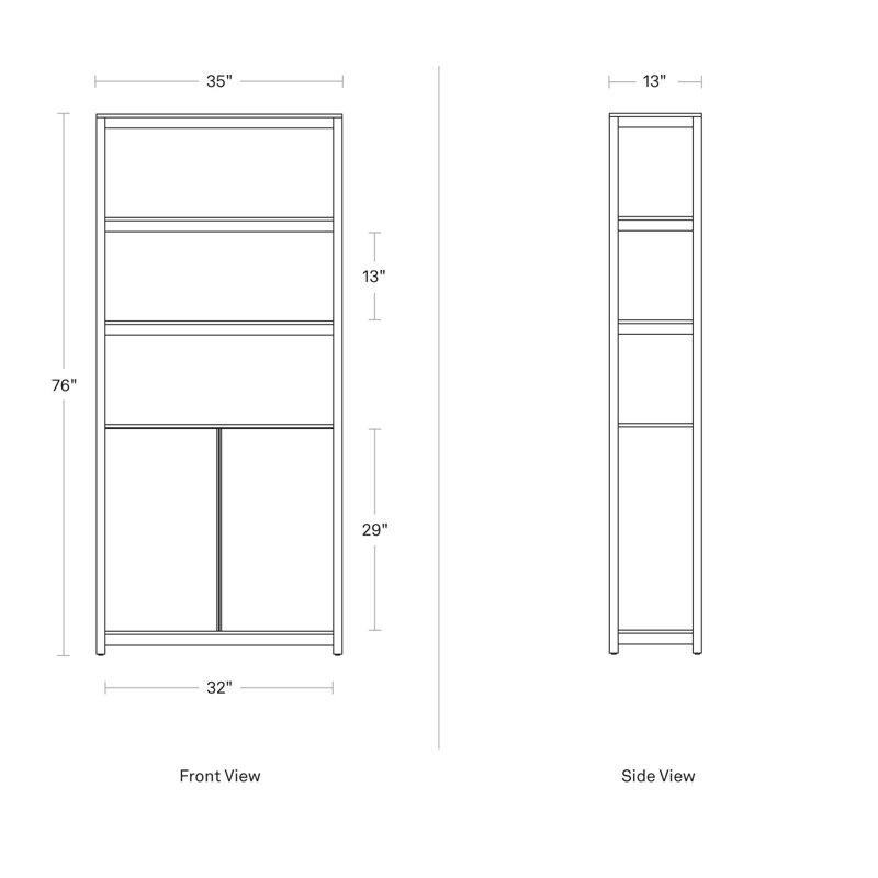 Open Plan Solid Wood Etagere Bookcase, Walnut