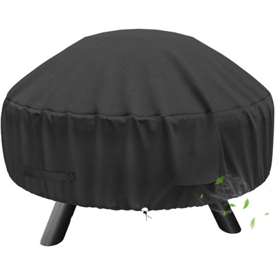 Waterproof and Windproof Durable Round Fire Pit Cover for 22-32 Inch Fire Pit with Straps and Built