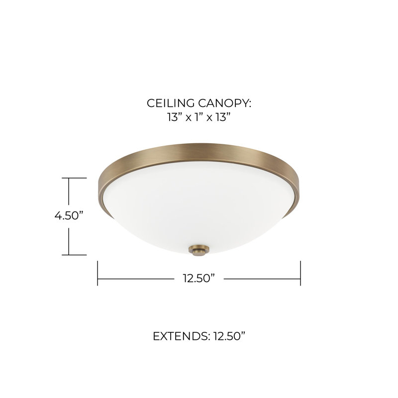 Glass Flush Mount, Aged Brass