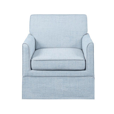 Fauteuil rembourré bleu avec housse, conception classique pour n'importe quelle pièce, pieds en bois massif, structure en contreplaqué, coussin à ressorts sinueux, mousse haute, siège amovible, fauteuil d'appoint sans effort