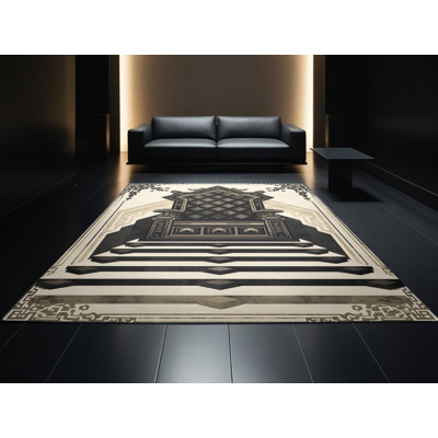 Tapis géométrique beige lavable à la machine Parkwoods