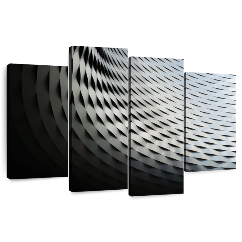 Lilie Abstract Silver Structure, 22" H x 36" W
