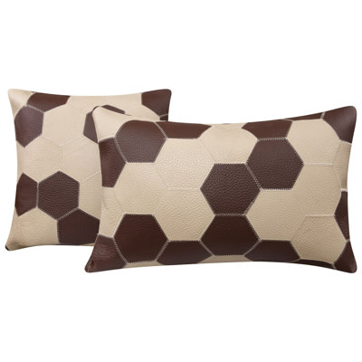 Genuine Leather Patchwork Pillow - Handmade With Feather Down