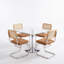 Ensemble de table de salle à manger 39 po en verre trempé pour 4 personnes avec chaises à dossier canne chromé-131987361-131987363