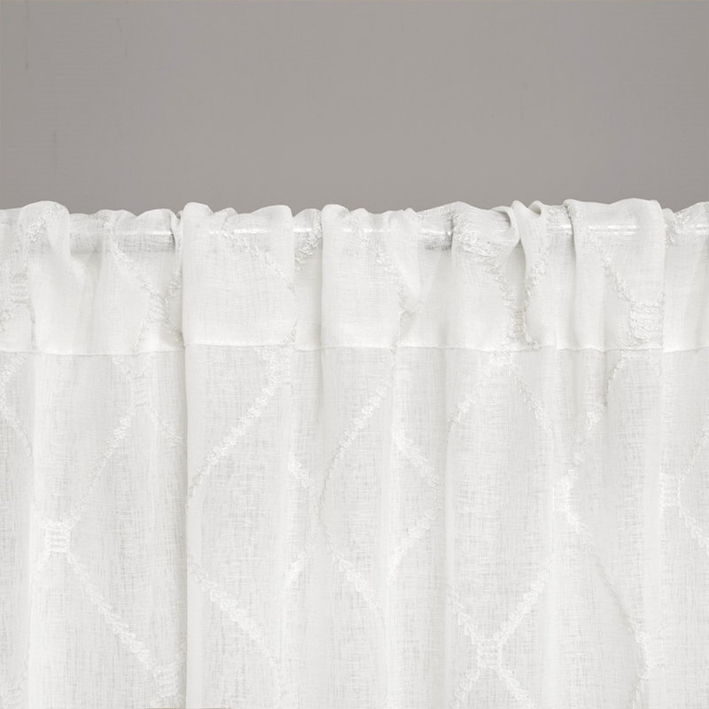 Elegant Diamond Embroidered Polyester Sheer Curtain For Home Decor
