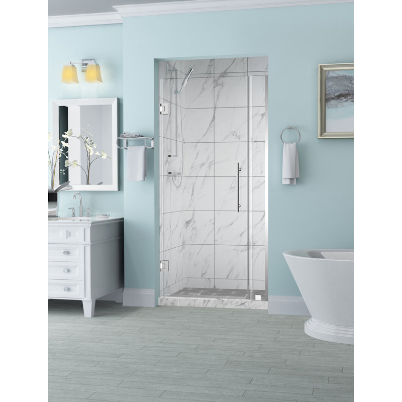 Belmore 68 x 72 Hinged Frameless Shower Door, Frosted, Chrome