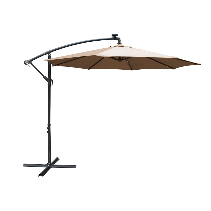 Horan 300cm Lighted Cantilever Parasol, Beige/Black