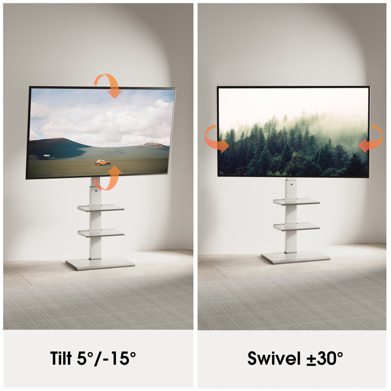 Floor-standing Tv Stand With Double-layer Adjustable Shelves, Suitable For 32-70 Inches