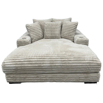 Chaise de chambre à coucher en taupe avec porte-gobelet pratique et revêtement