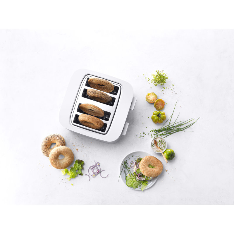 Silver Stainless Steel 4-Slice Digital Toaster with Wide Slots