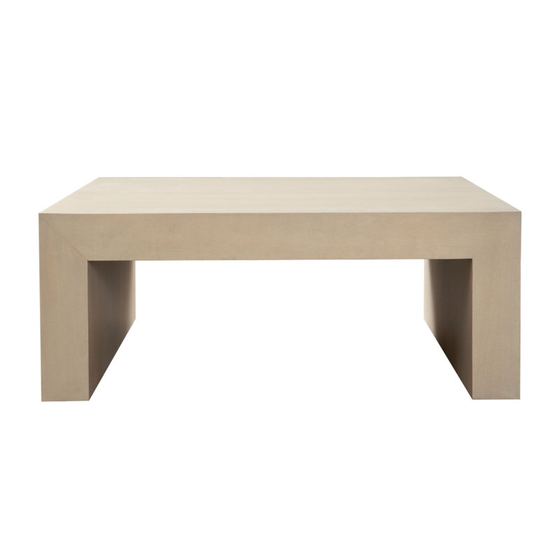 Somy Modern Coffee Table, 40 Inch Square Top, Wide Panel Legs, Natural Grey