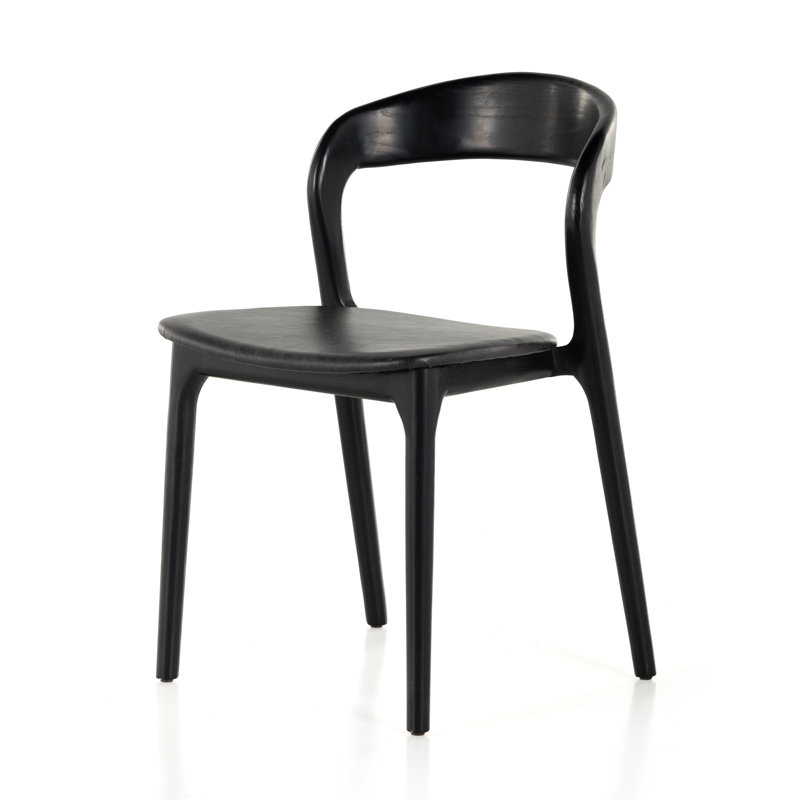 Kayla Leather Dining Chair, Sonoma Black Top Grain Leather, Black