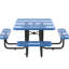 Table carrée pique-nique extérieure bleue de 46 pouces avec parasol de 48 mm, filet en acier de 2,5 mm pour une utilisation à long terme, pieds solides de 482,0 mm, éléments durs enduits par trempage à chaud, trou d'assemblage inclus,-731401805