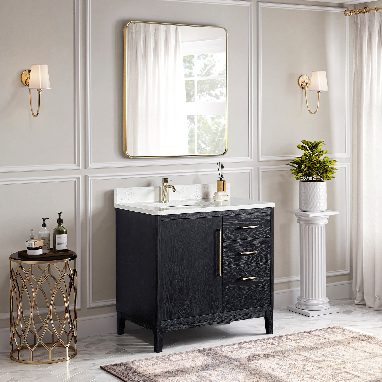Langosta 36" Single Bathroom Vanity, Fir Wood Black
