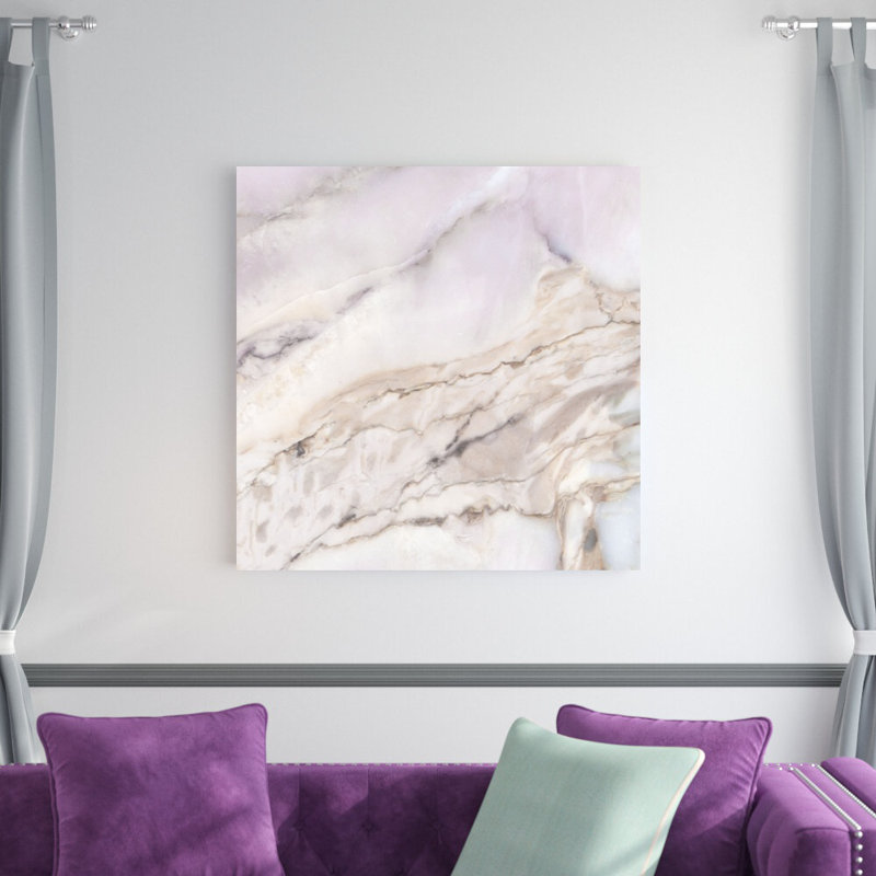 Marbre blanc et brun clair - reproduction d'art sur toile tendue, H 36 po x l 36 po