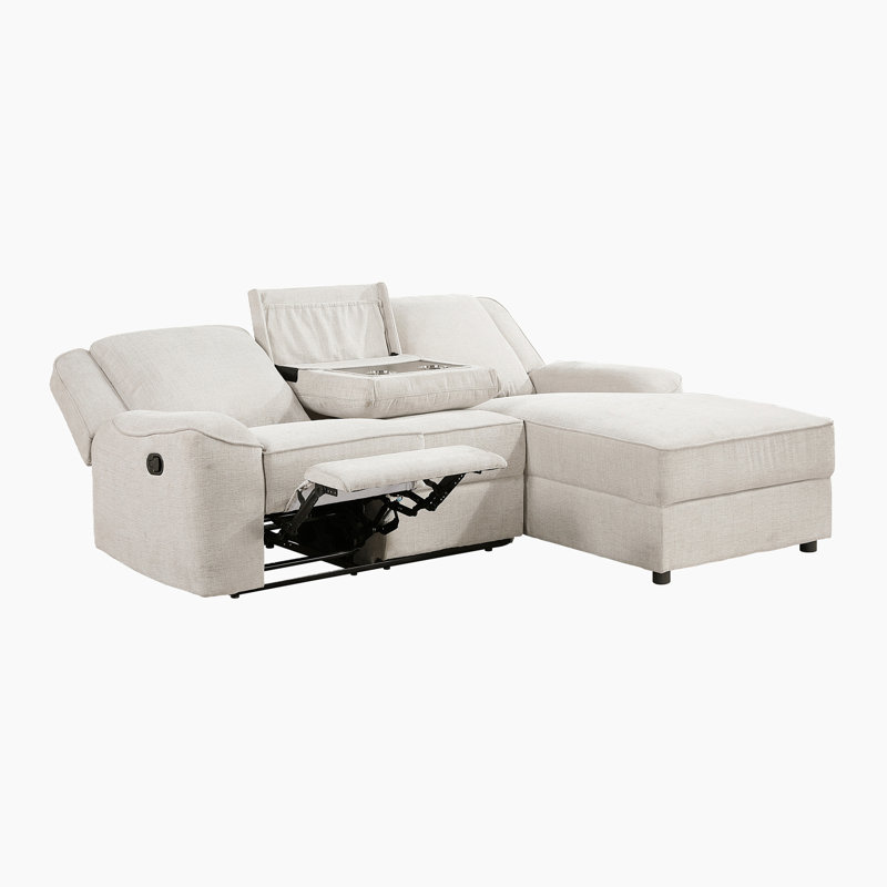 Canapé modulaire inclinable en chenille l 89,5 po Lashanda, Chenille beige