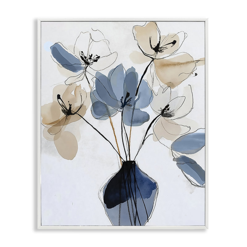 Giclée abstraite, motifs floraux différés, dessin par Annabelle Hall, H 20 po x l 16 po