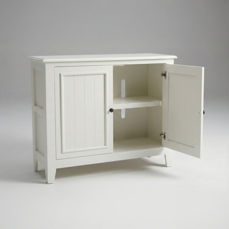 42" Wide 2-door With Interior Shelves Accent Storage Cabinet, Ivory