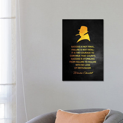 Winston Churchill Motivational Quote by Adrian Baldovino - Print on Canvas