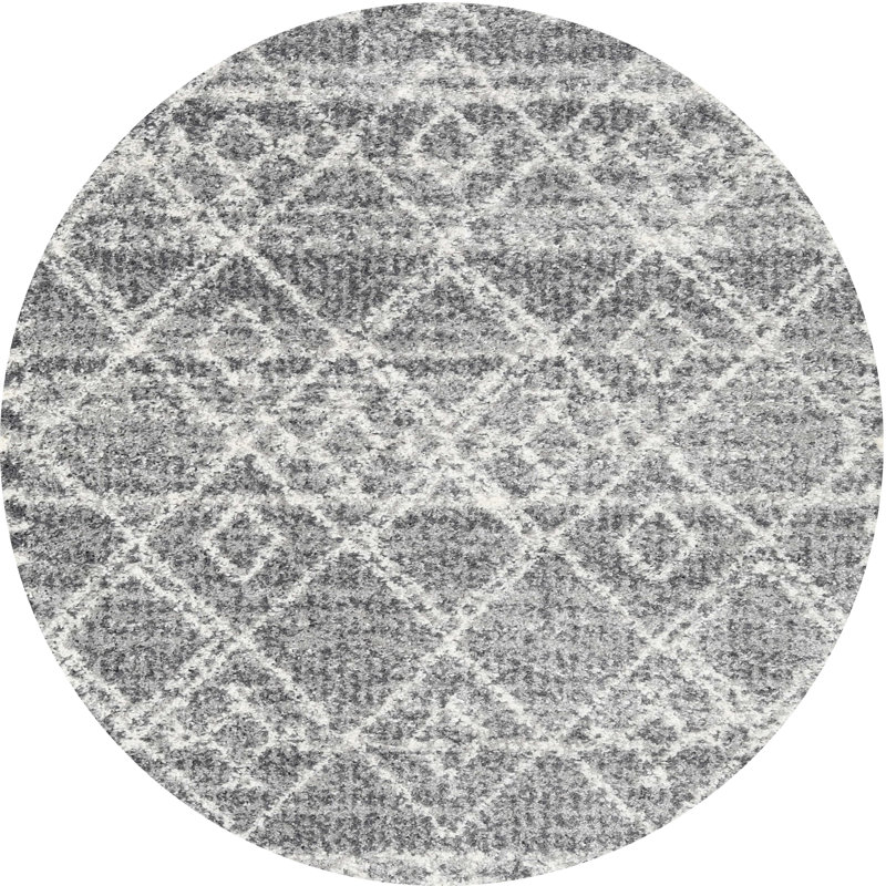 Tapis contemporain gris, Rond 7 pi