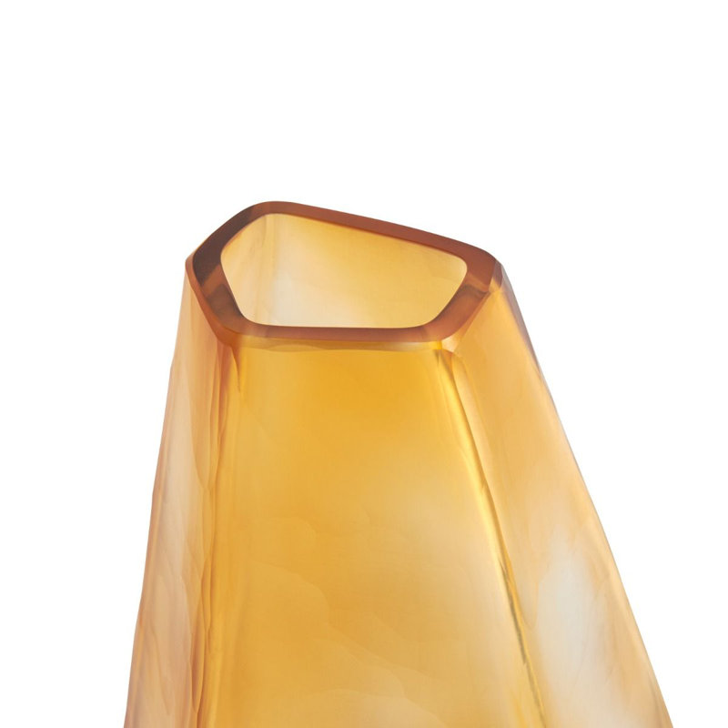 Asscher Handmade Glass Table Vase, Amber