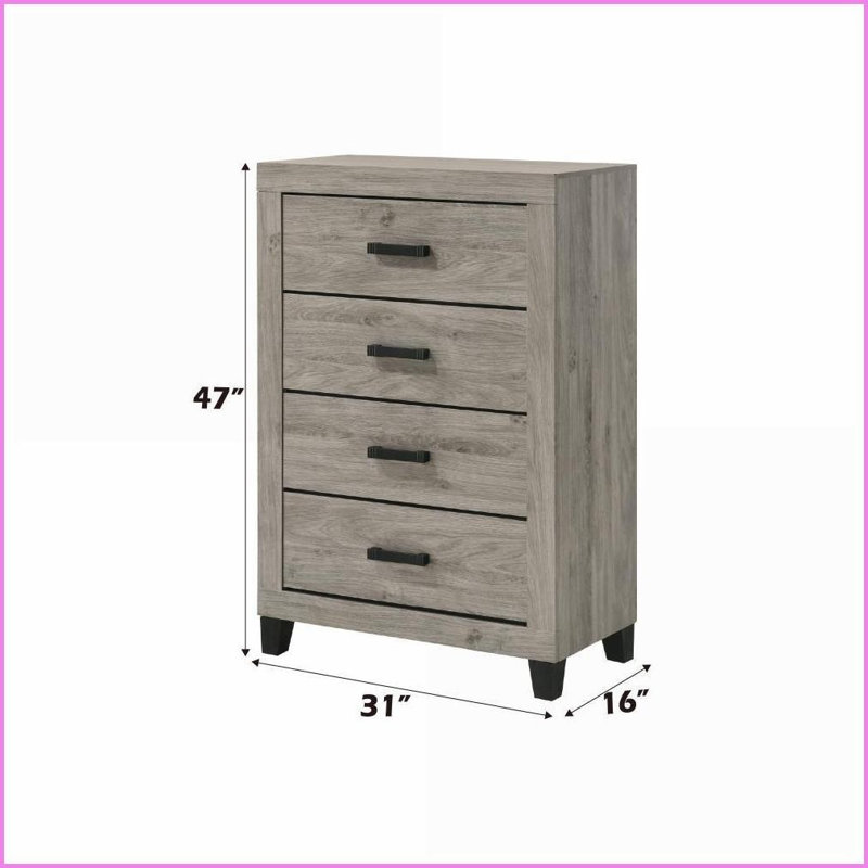 Commodes | Commode moderne à 4 tiroirs Mari | Gris clair | Bois synthétique