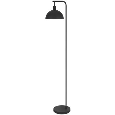 Black Metal Hanging Floor Lamp With Dome Shade, 61.5" H