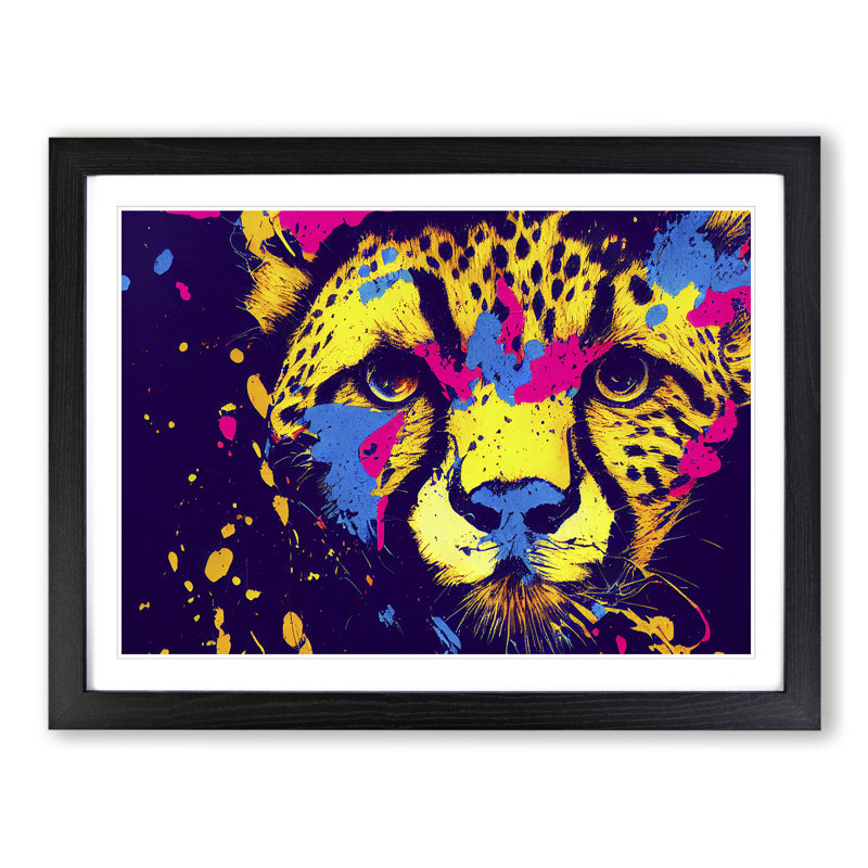Cheetah Splash Vol.1 Abstract - Single Picture Frame Print, 46cm H x 64cm W x 2cm D, Black