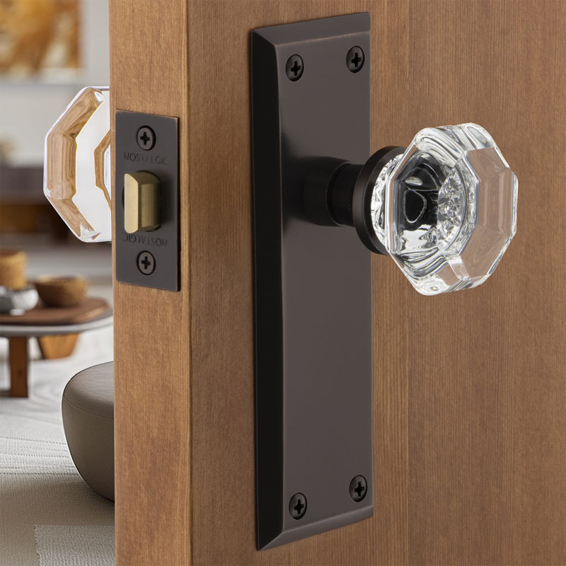 Plaque avec bouton de porte New York New York, Bronze intemporel, 2 3/4 po