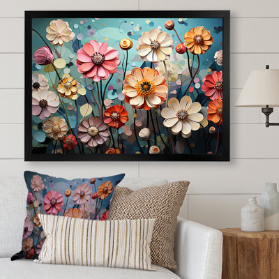 «Cubist Zinnias Flowers Collage I», reproduction sur toile