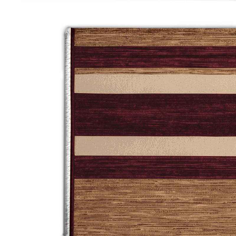 Tapis intérieur / extérieur rouge HorizontalStripes, Rectangulaire 2 pi x 3 pi