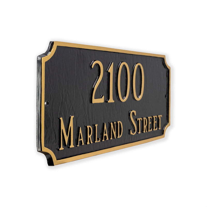 Plaque d’adresse murale sur 2 lignes princeton, Bleu mer / Argent