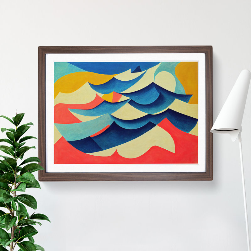 Abstract Ocean Wave Vol.4 - Framed Print, 34cm H x 46cm W x 2cm D, Walnut