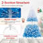 Arbre de Noël artificiel 5 pi avec 456 branches et base pliante en métal blanc et bleu-1036524049-1036524053