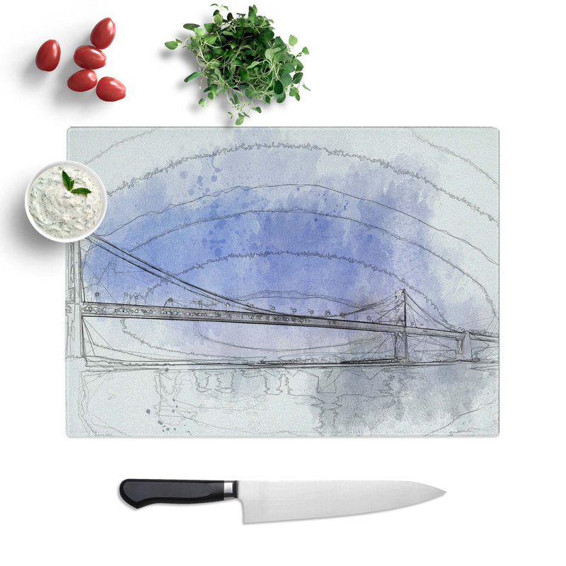 Tempered Glass San Francisco Oakland Bay Bridge Chopping Board, 39 cm W x 28.5 cm L