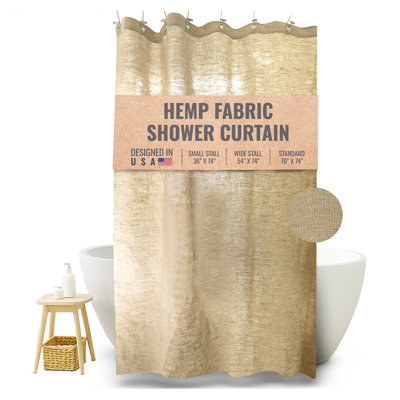Premium Natural Hemp Shower Curtain For Bathroom Decor - Non-Toxic Curtain For Tub And Stall Showers