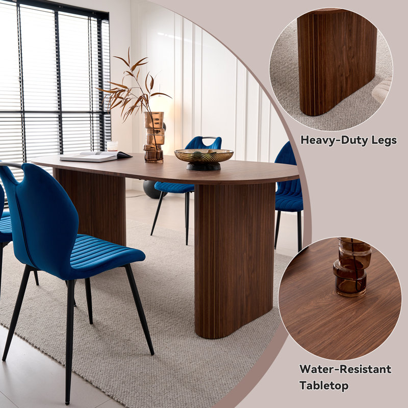 Oval Dining Table, Dark Brown Wood