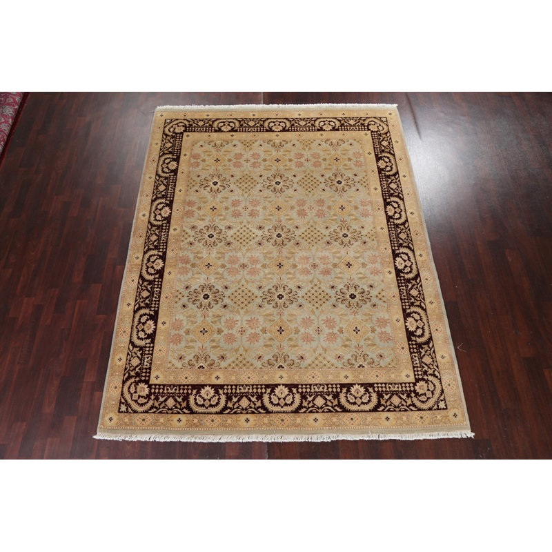 Tapis oriental Agra à teinture végétale noué à la main 8 pi 1 po x 10 pi 4 po