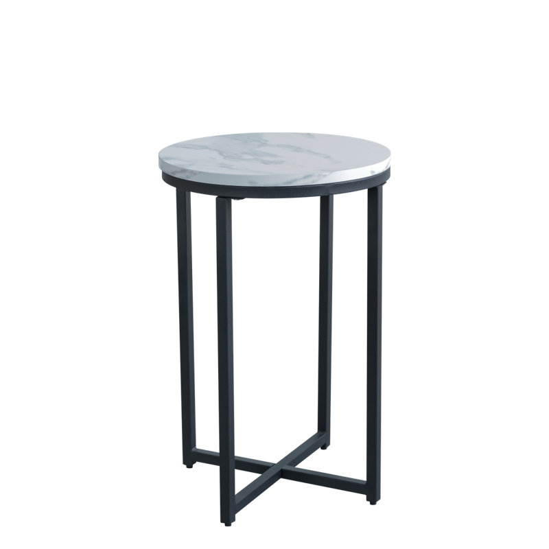 Table d'appoint moderne avec plateau en panneau de fibres à densité moyenne en faux marbre pour tout petit espace