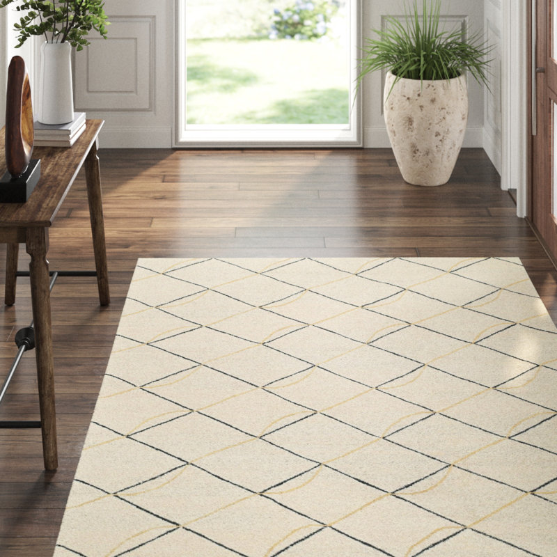 Archloop Geometric Area Rug in Black/Gold/White, Rectangle 2' x 3'