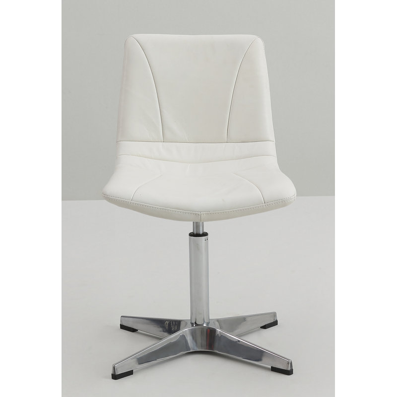 Chaise d'appoint pivotante en cuir 18 po Rodriques, Cuir véritable blanc ivoire