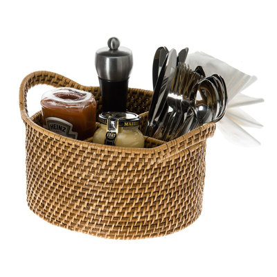 Bavan Rattan Oval Flatware Caddy