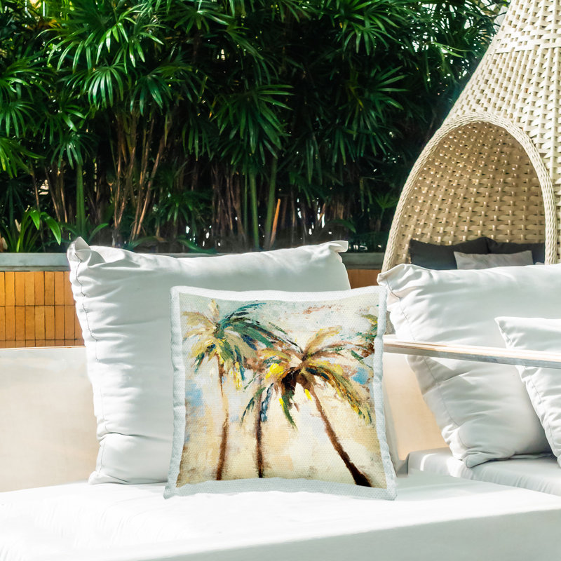 Tall Palm Trees Abstract Printed Outdoor Throw Pillow Design by Lanie Loreth