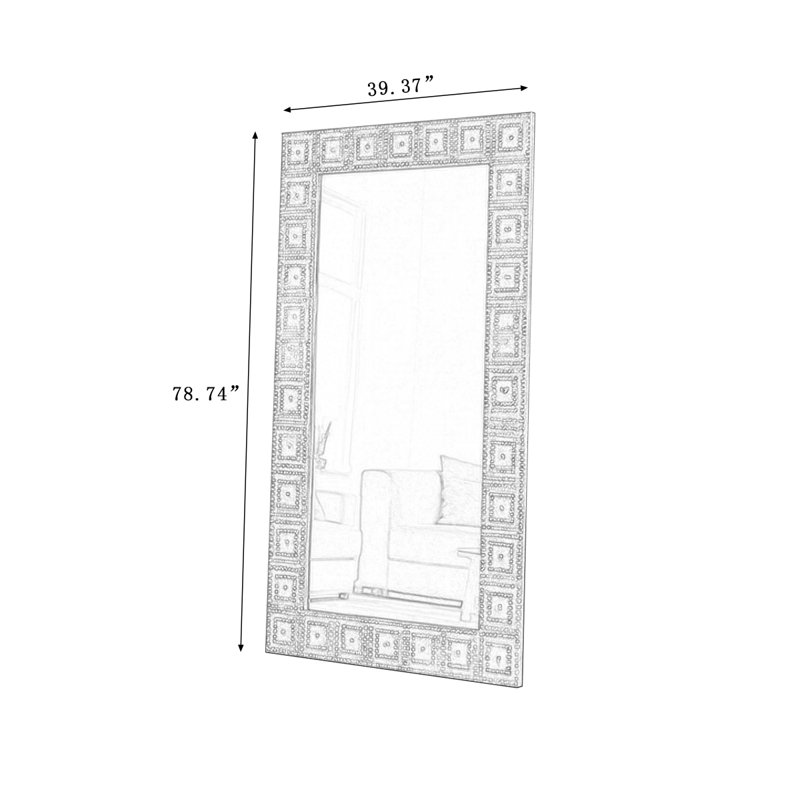 Rectangle Manufactured Wood Full Length Mirrors, 78.74" H x 39.37" W