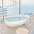 59" Freestanding Solid Surface Soaking Bathtub In Glossy White, Wide Sitting Area For Relaxation, Copper Drain System, Good Thermal Insulating Property White Made From Surface, Spa - Like Bathing