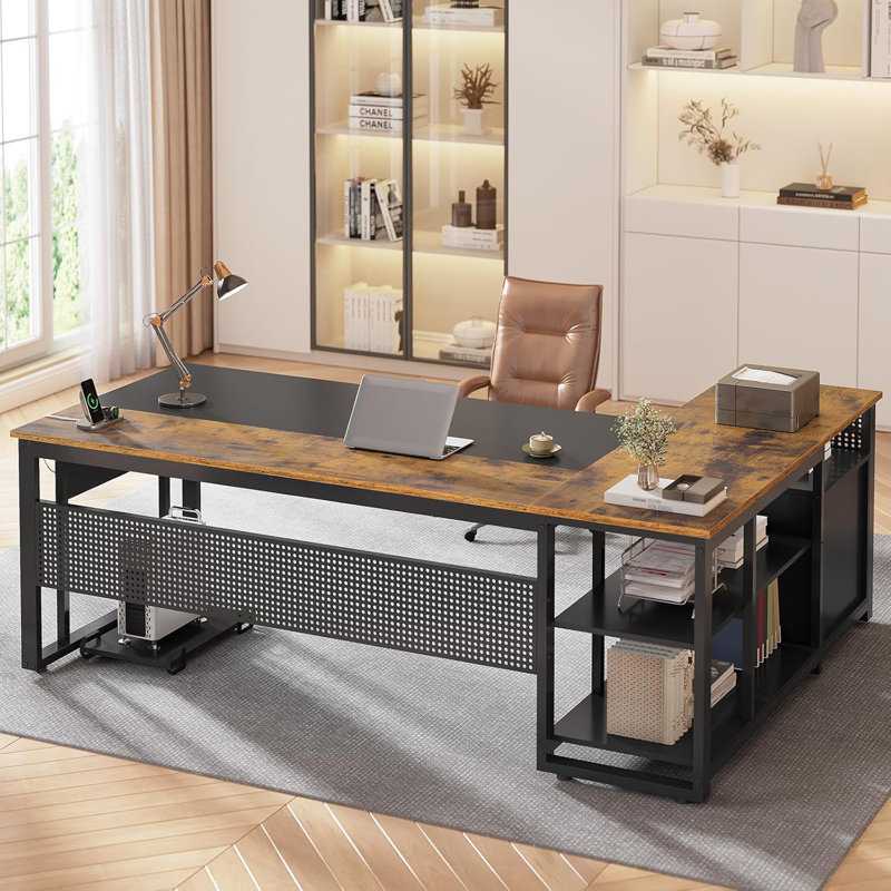 Executive Desk With File Cabinet For Home Office