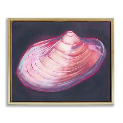«Pink Seashell on Black Gold», art mural sur toile flottante par Grace Popp